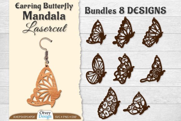 Download Lasercut Mandala Butterfly Earrings - Mandala butterfly Collection