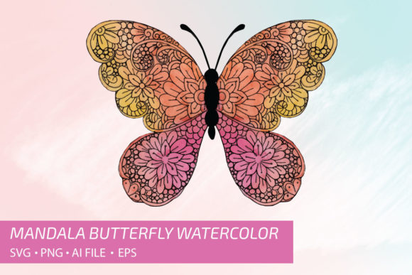 Download Mandala Butterfly Watercolor Vol.3 - Mandala butterfly Collection