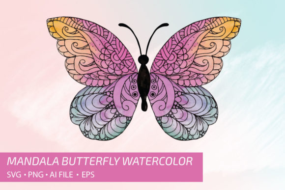 Download Mandala Butterfly Watercolor Vol.1 - Mandala butterfly Collection